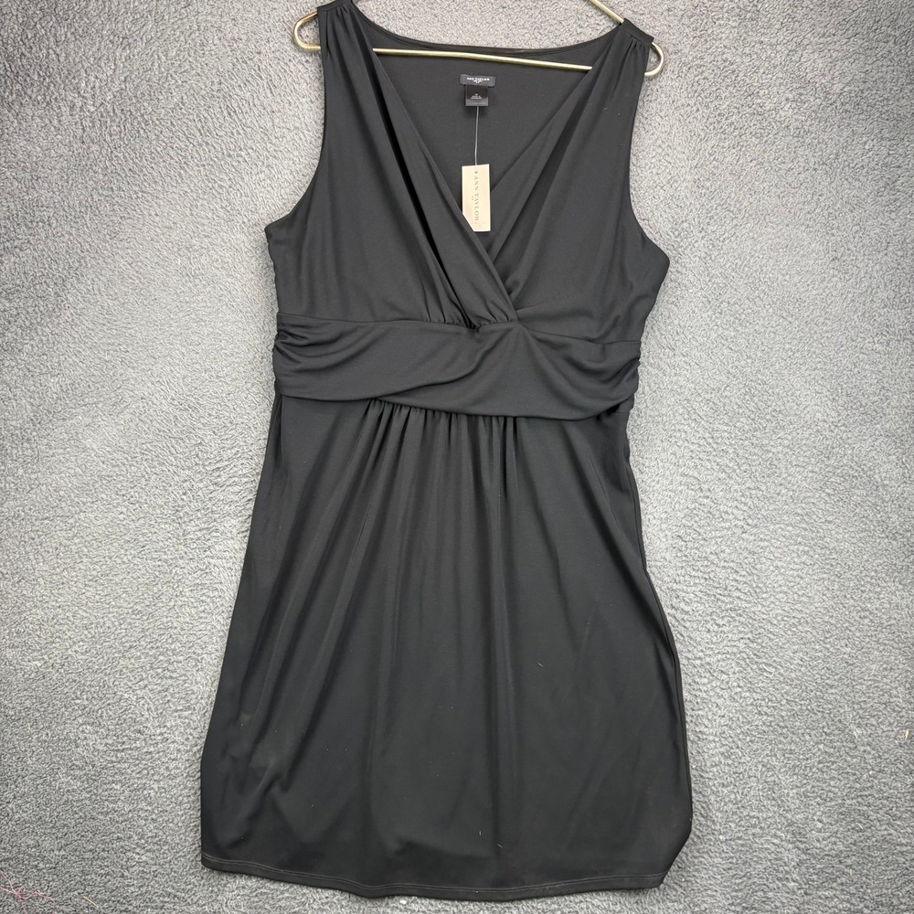 Ann Taylor Womens Black V-Neck Sleeveless Empire Waist Sheath Dress Size 16 NWT